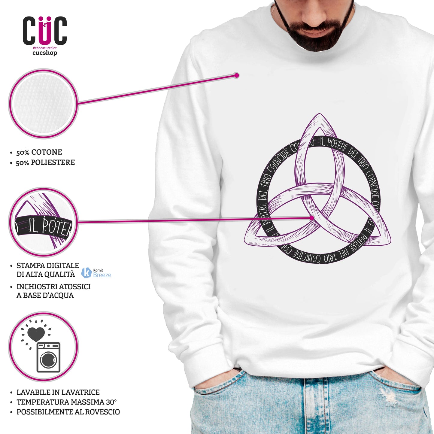 CUC GIROCOLLO IL POTERE DEL TRIO - STREGHE - CHARMED -  Unisex SERIE TV #chooseurcolor