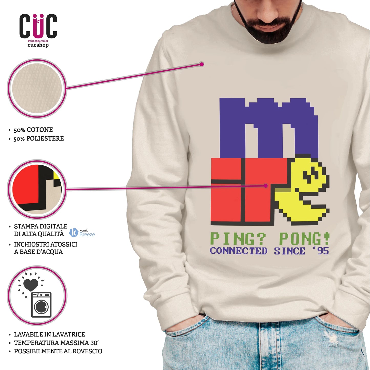CUC GIROCOLLO miRC - Connected since 95 -  Unisex - RETRO GAME - Nostalgia - Nerd -  #chooseurcolor