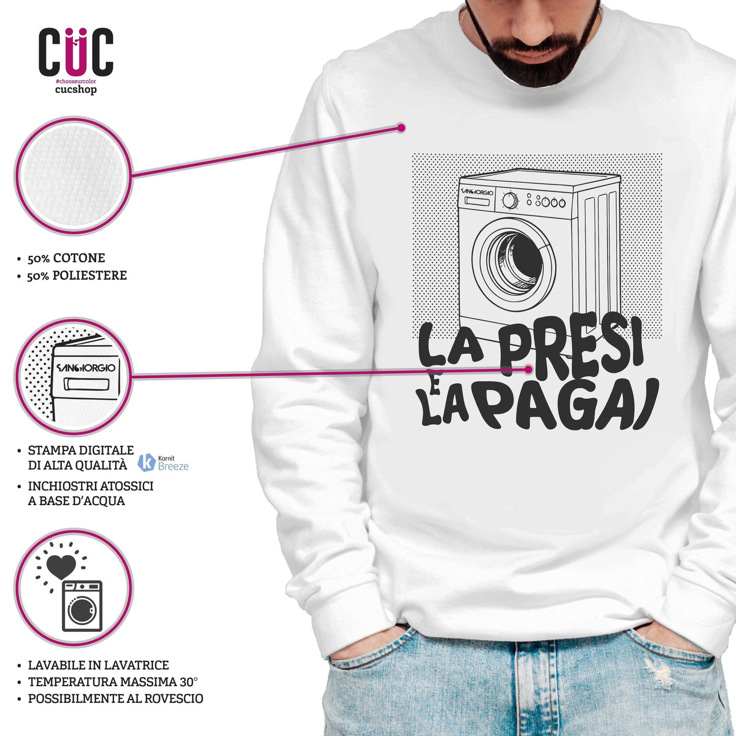 CUC GIROCOLLO La Lavatrice -  Unisex - PERSONAGGI FAMOSI- scherzo telefonico - Mario Magnotta -  #chooseurcolor