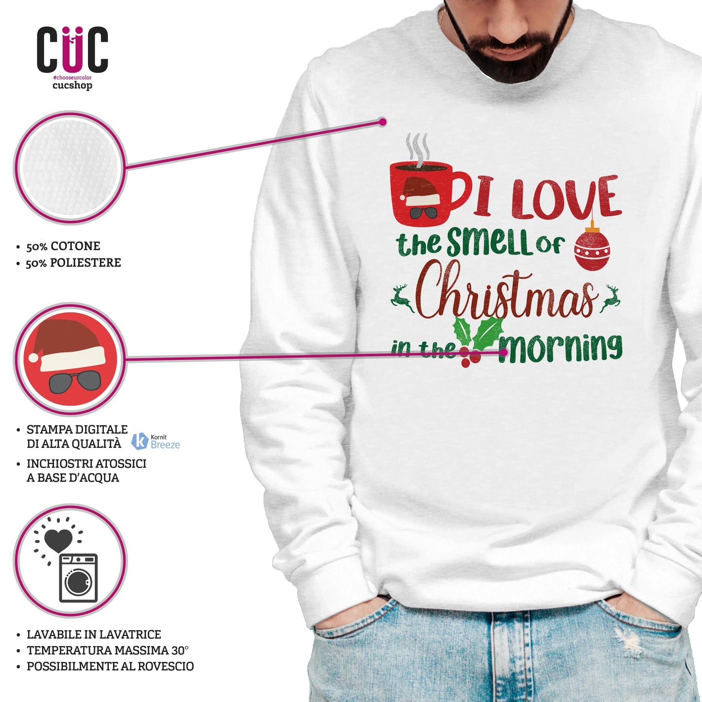 CUC GIROCOLLO I LOVE THE SMELL OF CHRISTMAS IN THE MORNING -  Unisex - FILM Natale - Kilgore -  #chooseurcolor