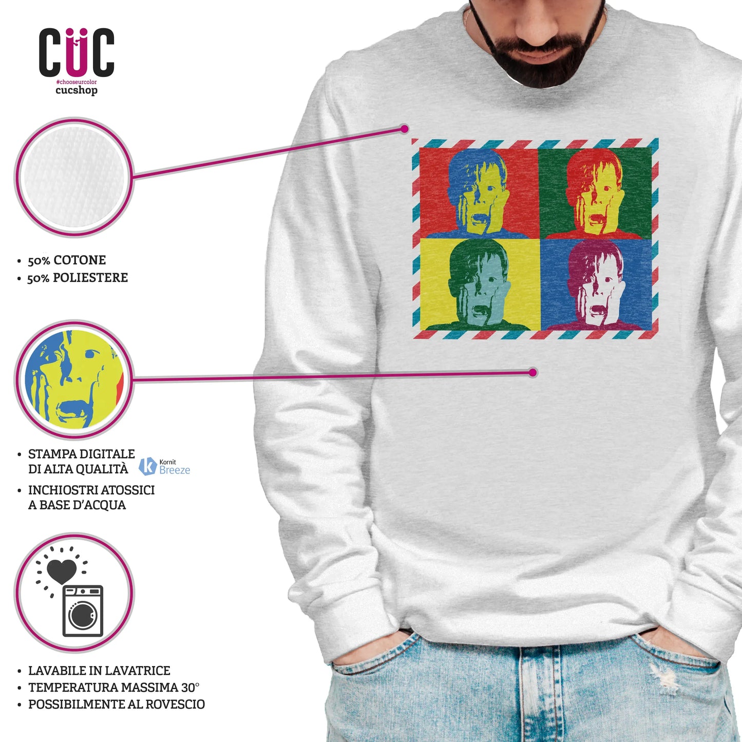 CUC GIROCOLLO Kevin Warhol - Unisex - FILM - Natale - Home Alone - Cult - #chooseurcolor