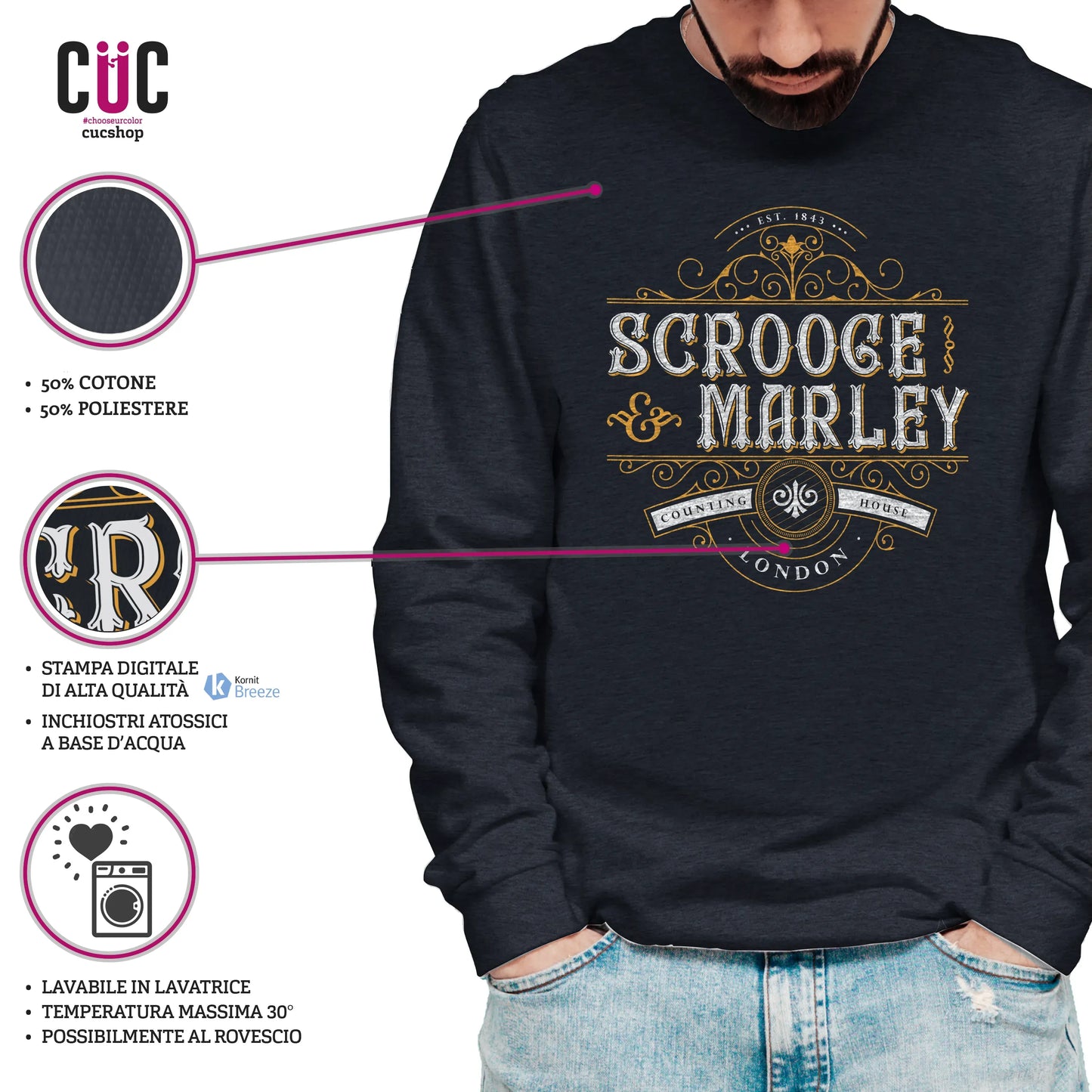 CUC GIROCOLLO Scrooge & Marley Counting House - Unisex - NATALE - PERSONAGGI FAMOSI - Charles Dickens - Canto di Natale - #chooseurcolor
