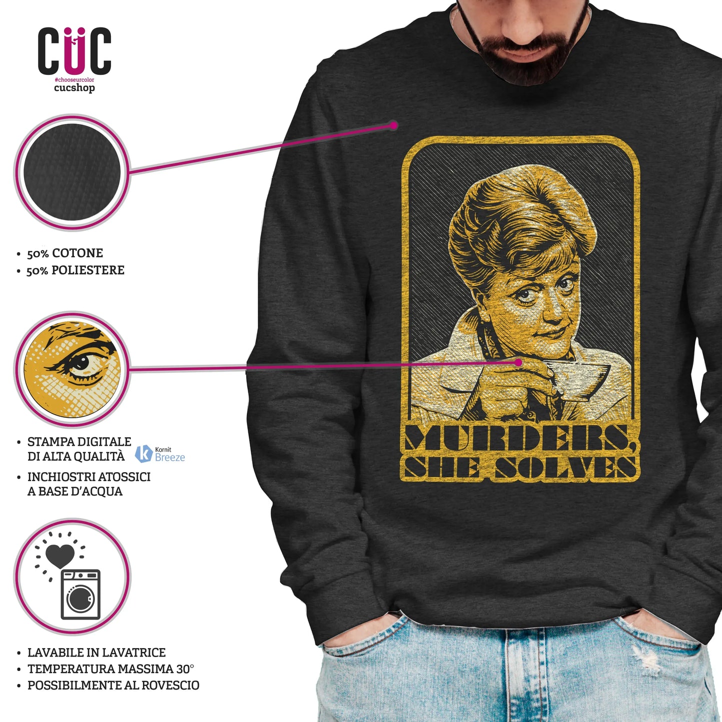 CUC GIROCOLLO Murders She Solves - Unisex - SERIE TV - PERSONAGGI FAMOSI - Jessica Fletcher - La signora in giallo - Cult - #chooseurcolor