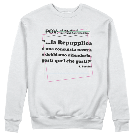 CUC GIROCOLLO REPUPPLICA ERRORE SANREMO 2026 - Unisex - PROGRAMMI TV - Gaffe - Testo Sbagliato - Divertente - Parodia - Pertini - Repubblica - #chooseurcolor