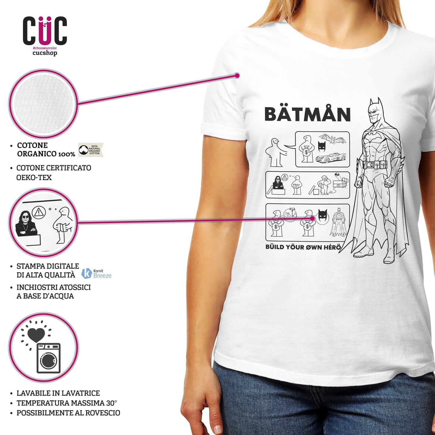 CUC T-SHIRT BATMAN BUILD YOUR HERO - FILM - Cult - Divertente - #chooseurcolor