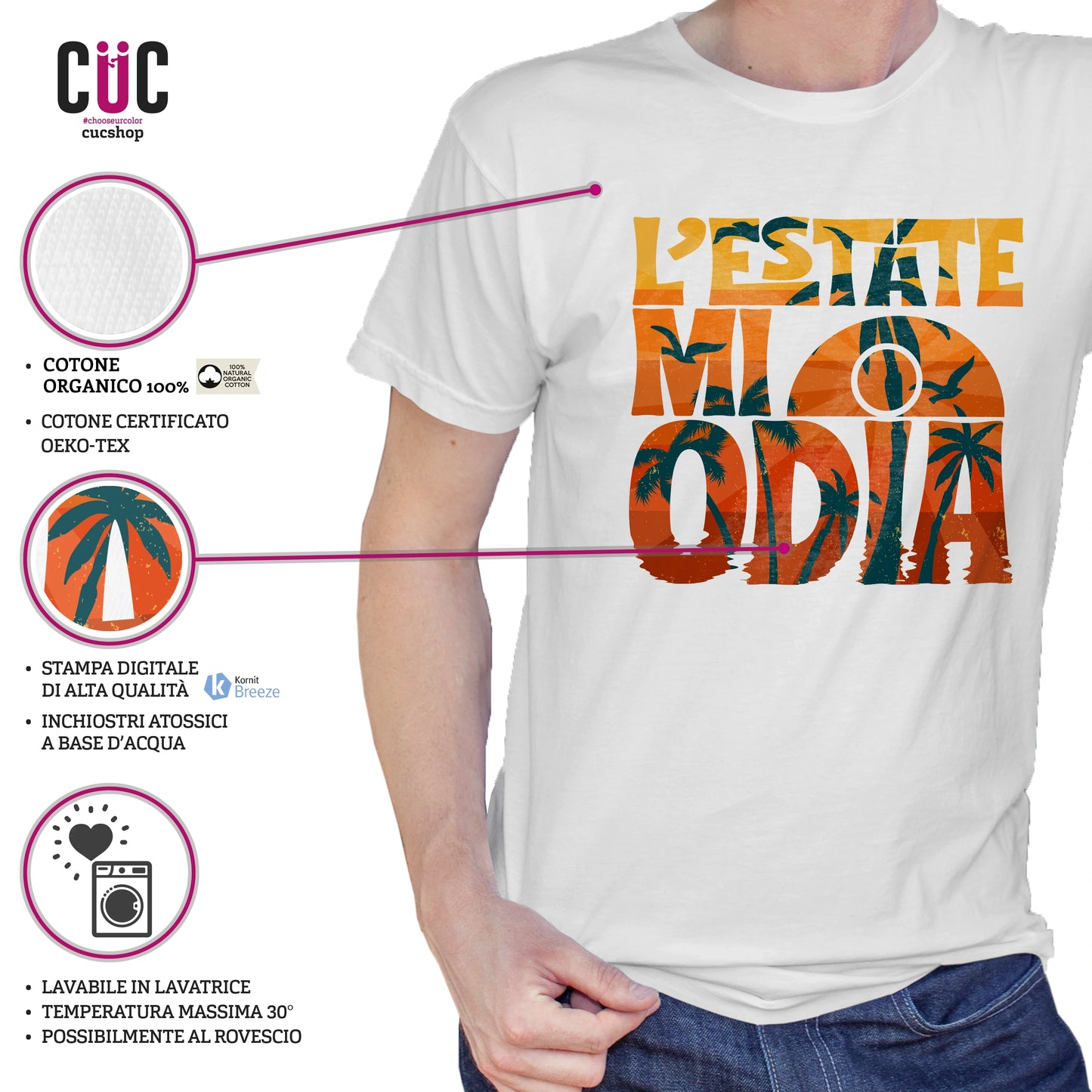 CUC T-SHIRT L’estate mi odia - divertente -  #chooseurcolor