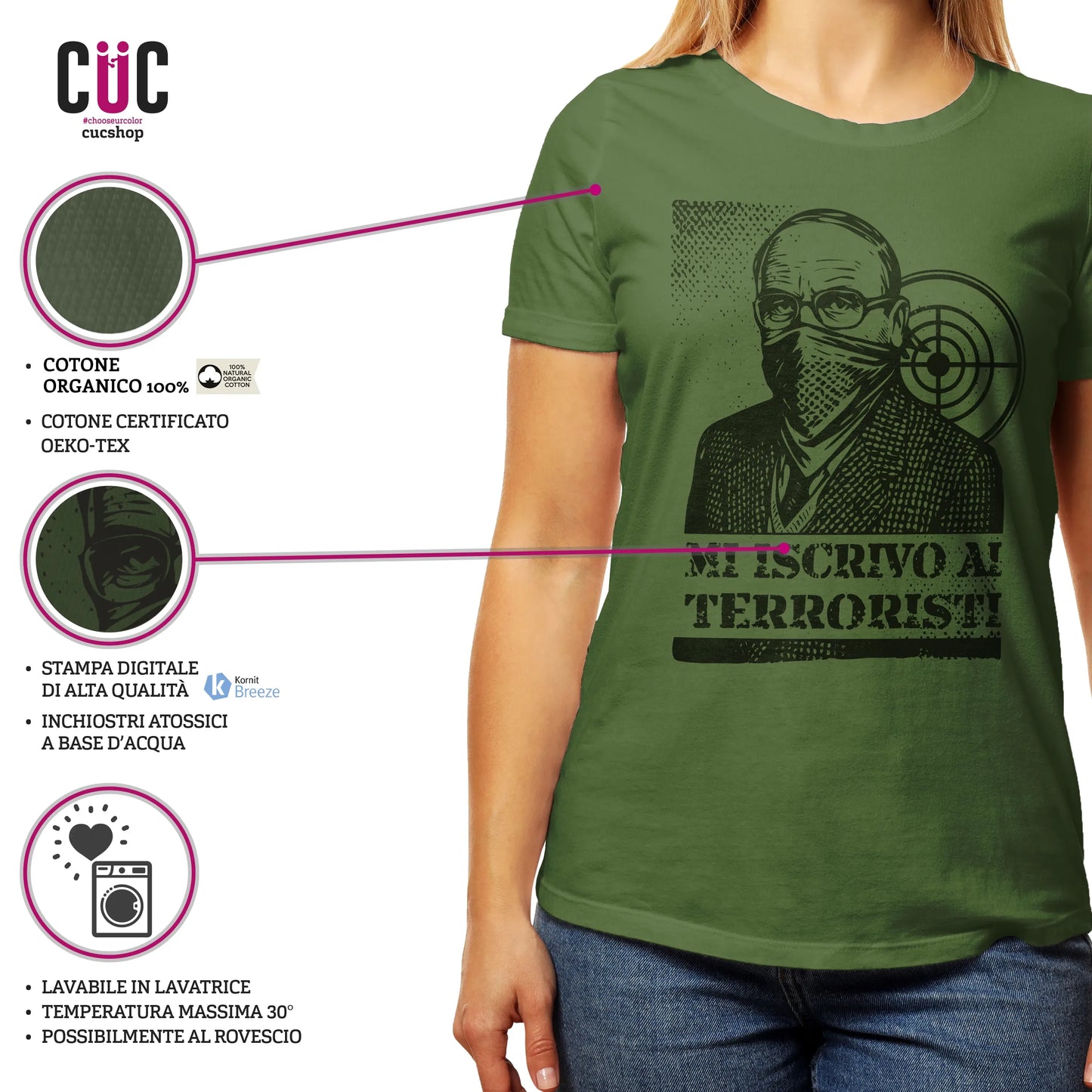 CUC T-SHIRT MI ISCRIVO AI TERRORISTI - PERSONAGGI FAMOSI - scherzo telefonico - Magnotta - La lavatrice - #chooseurcolor