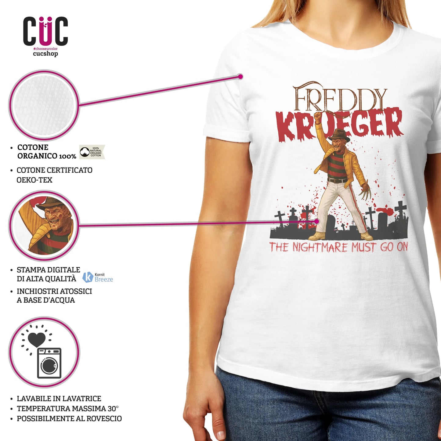 CUC T-SHIRT Freddy Krueger Mercury - FILM MUSICA - QUEEN -  #chooseurcolor