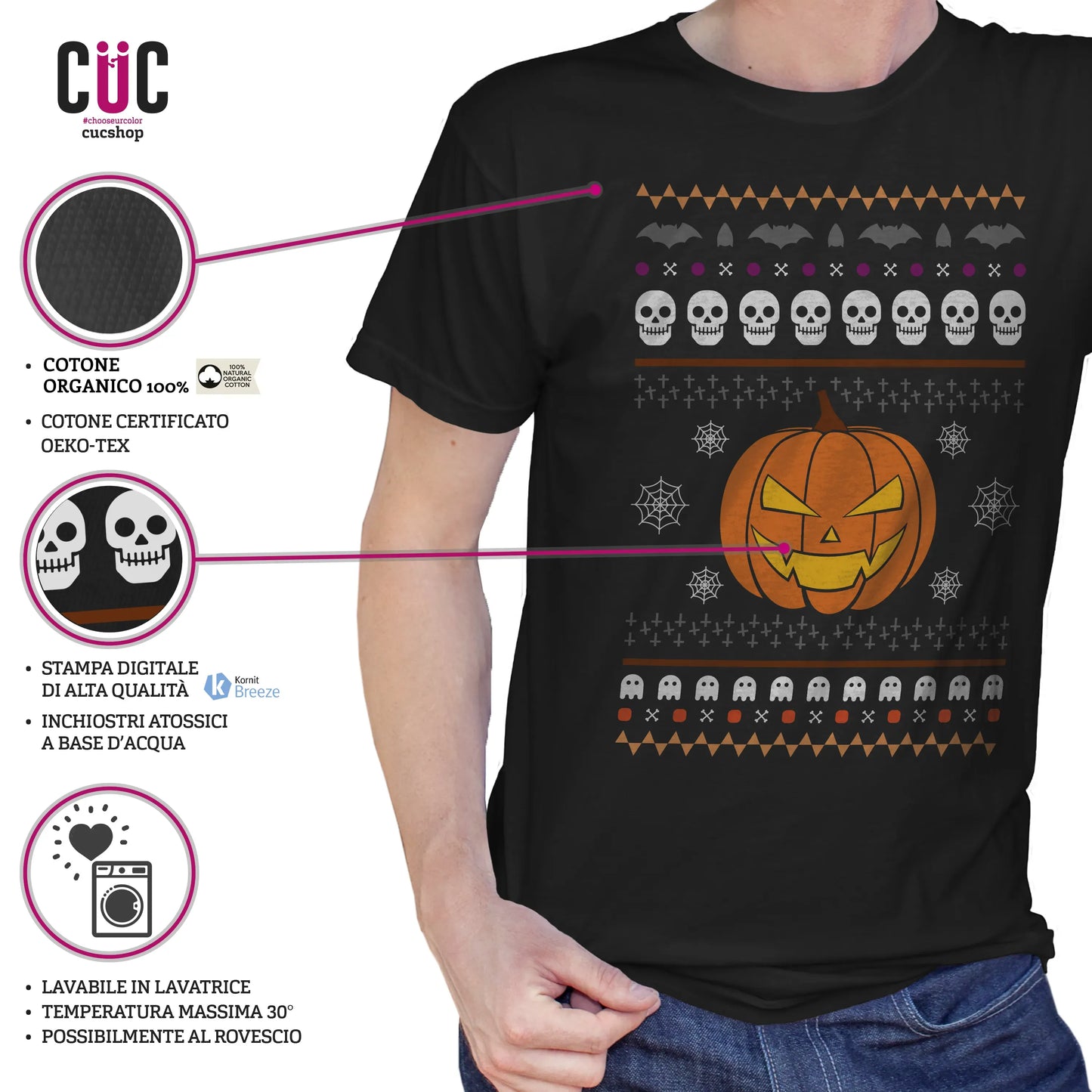 CUC T-SHIRT Ugly Halloween Sweater - Divertente  - Spooky Season -  #chooseurcolor