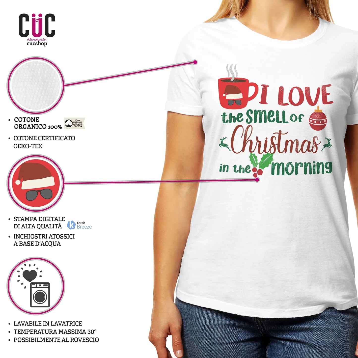 CUC T-SHIRT I LOVE THE SMELL OF CHRISTMAS IN THE MORNING - FILM Natale - Kilgore -  #chooseurcolor