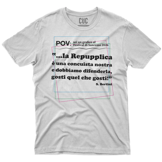 CUC T-SHIRT REPUPPLICA ERRORE SANREMO 2026 - PROGRAMMI TV - Gaffe - Testo Sbagliato - Divertente - Parodia - Pertini - Repubblica - #chooseurcolor