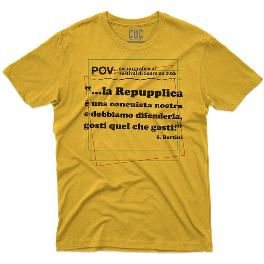 CUC T-SHIRT REPUPPLICA ERRORE SANREMO 2026 - PROGRAMMI TV - Gaffe - Testo Sbagliato - Divertente - Parodia - Pertini - Repubblica - #chooseurcolor