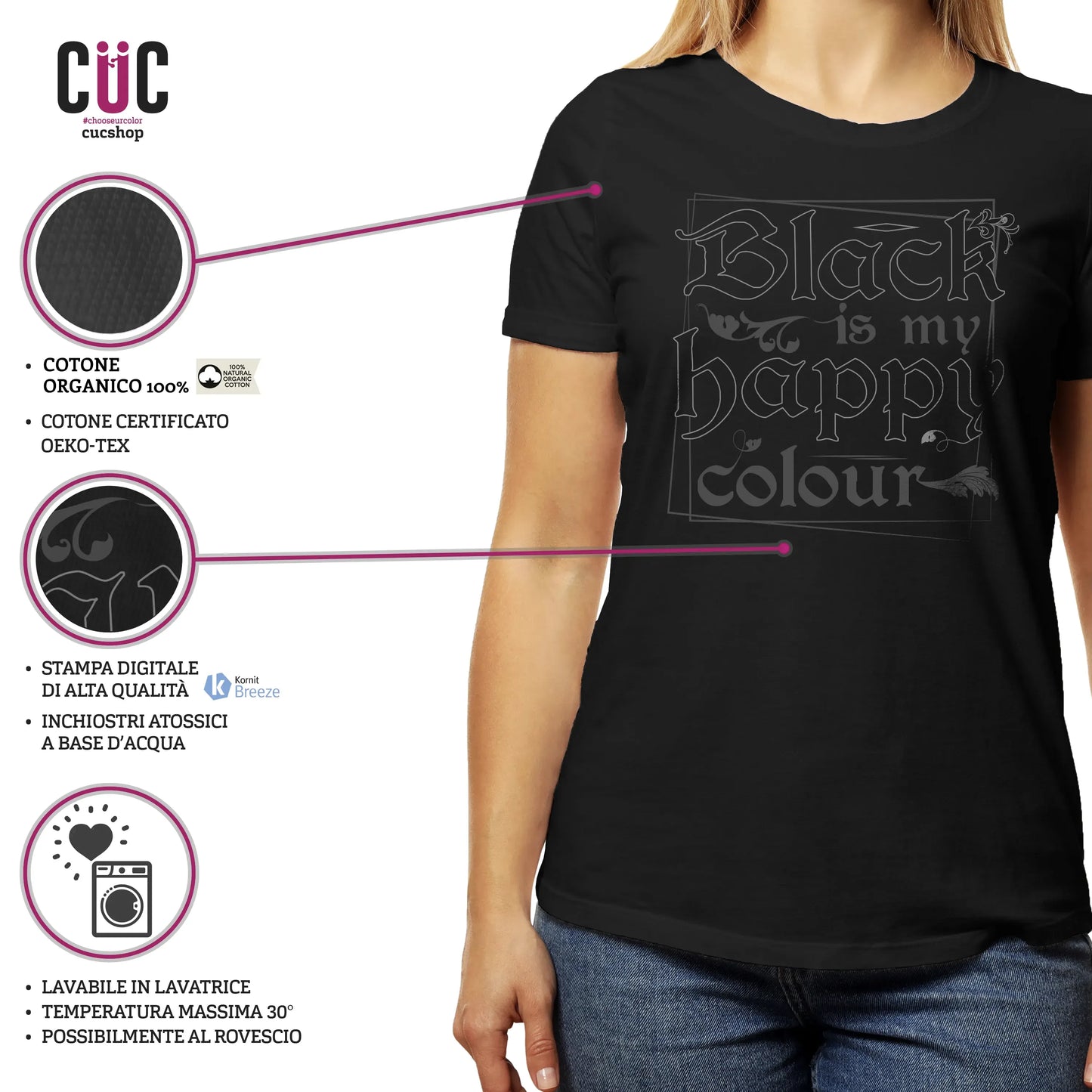 CUC T-SHIRT Black is my happy colour - Moda - Nero - Divertente - #chooseurcolor