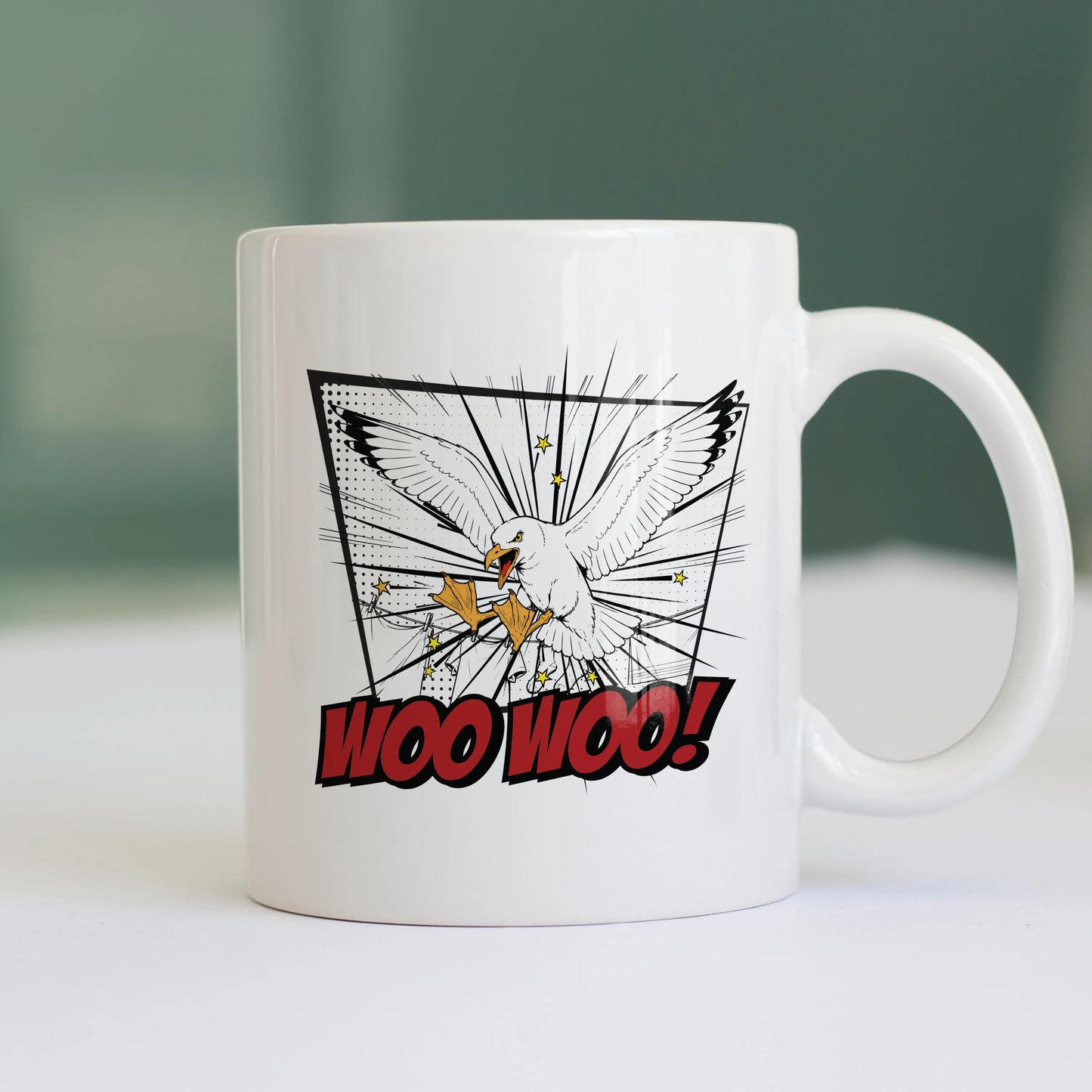 CUC TAZZA IN CERAMICA CON LE ZAMPE DAVANTI - PERSONAGGI FAMOSI - IL BECCO WOO WOO - Divertente - Gabbiani - #chooseurcolor