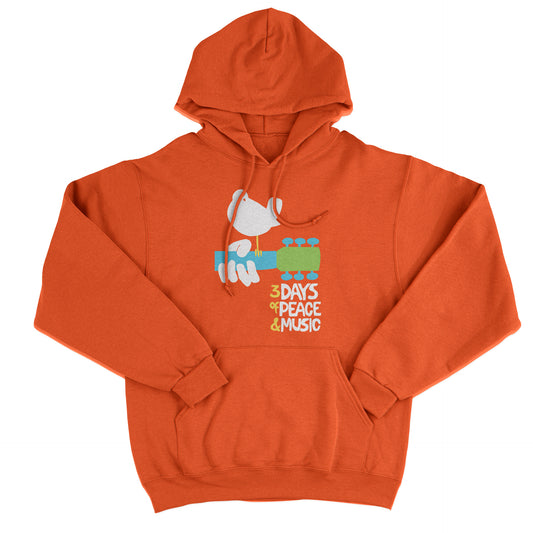 FELPA CAPPUCCIO Woodstock Poster festival Arancione #chooseurcolor