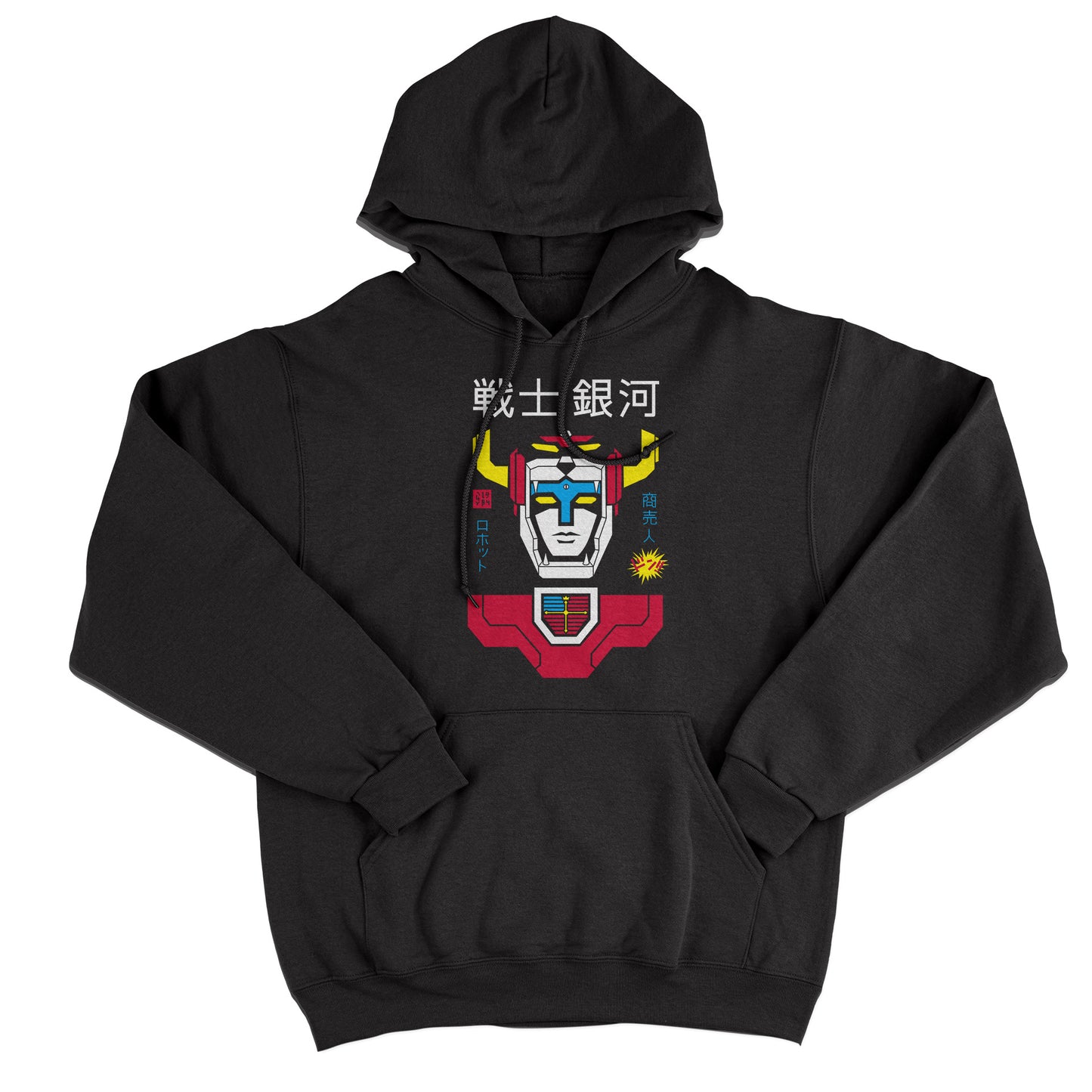 FELPA CAPPUCCIO VOLTRON minimal cartoon anni 80 Nera #chooseurcolor