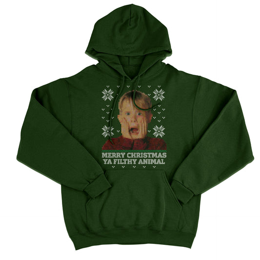 FELPA CAPPUCCIO KEVIN MERRY XMAS FILTHY ANIMALS natale regalo simpatico Verde Bottiglia #chooseurcolor