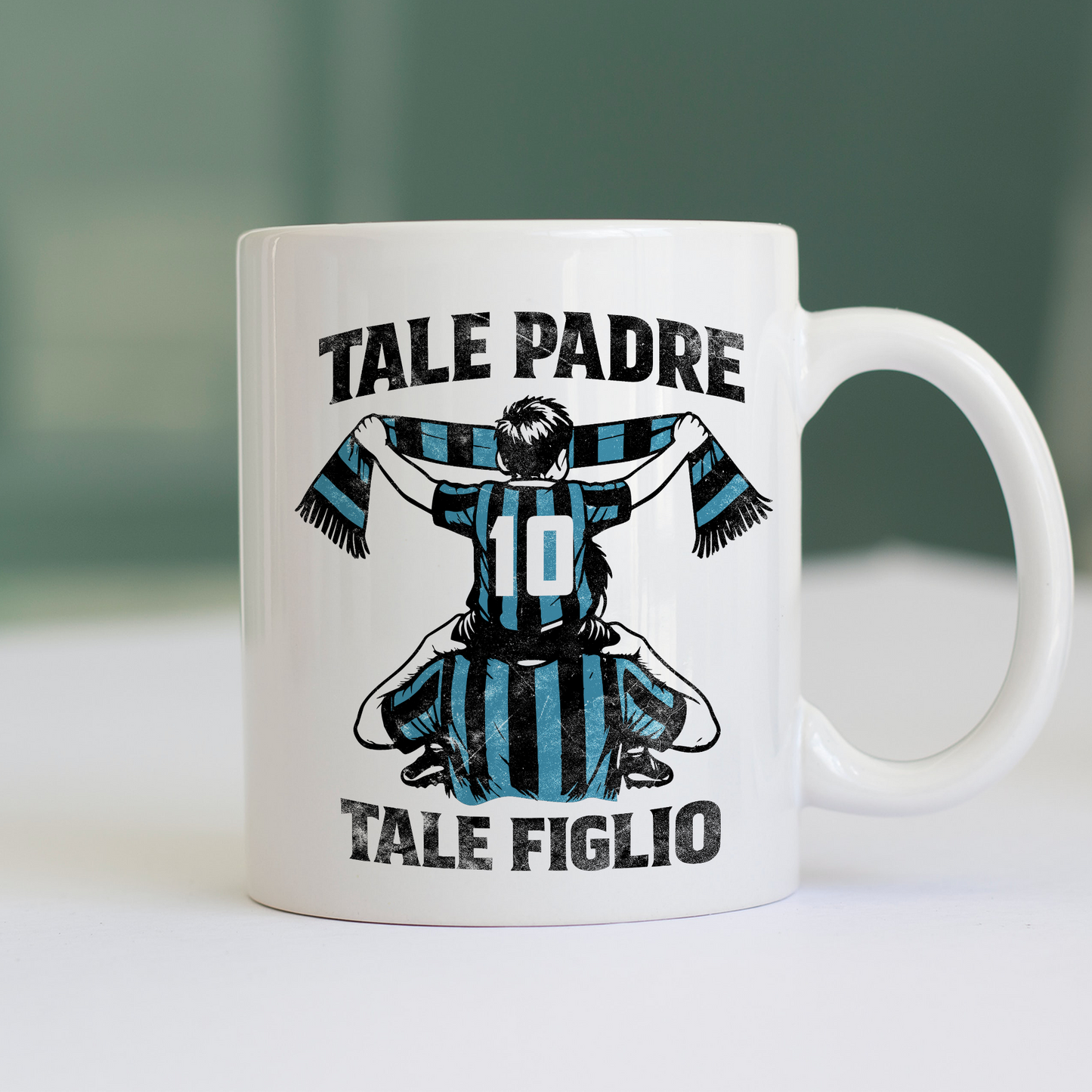 Tazza Festa del Papà padre Tifoso come il figlio NERO AZZURRO Bianca #chooseurcolor