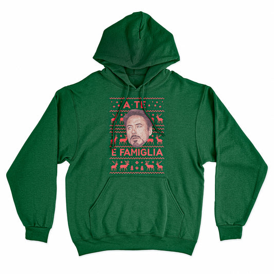 Felpa Cappuccio A TE E FAMIGLIA - Natale - meme #chooseurcolor