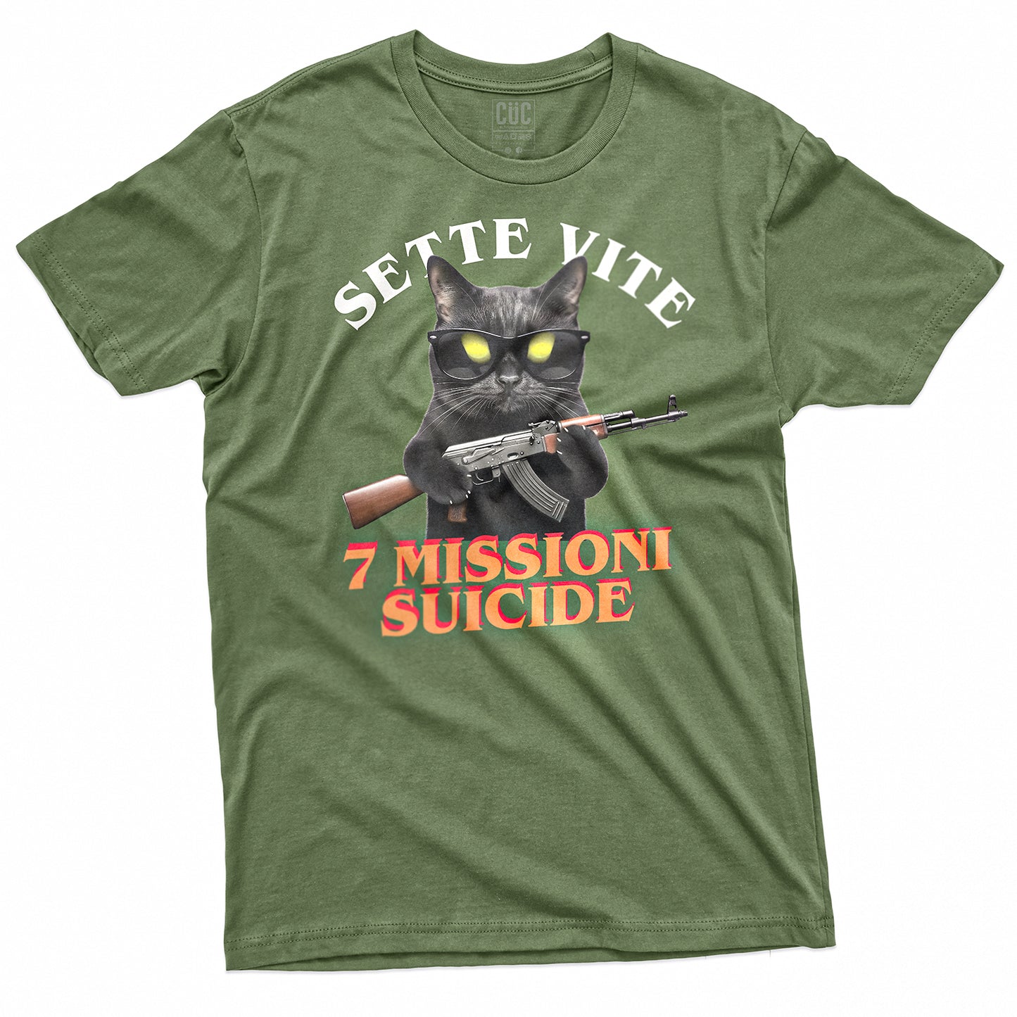 T-SHIRT CUC SETTE VITE - Divertente - Gatto #chooseurcolor