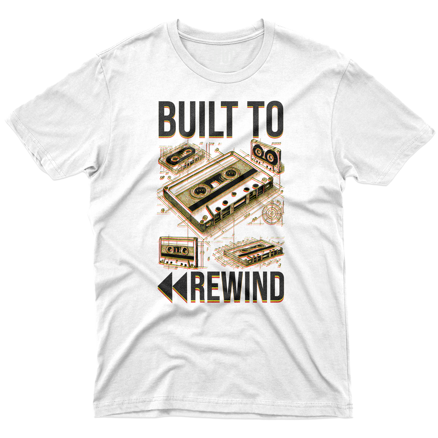 CUC T-Shirt BUILT TO REWIND - music cassetta - anni 80 #chooseurcolor