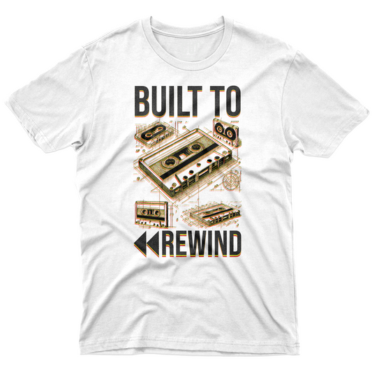 CUC T-Shirt BUILT TO REWIND - music cassetta - anni 80  #chooseurcolor