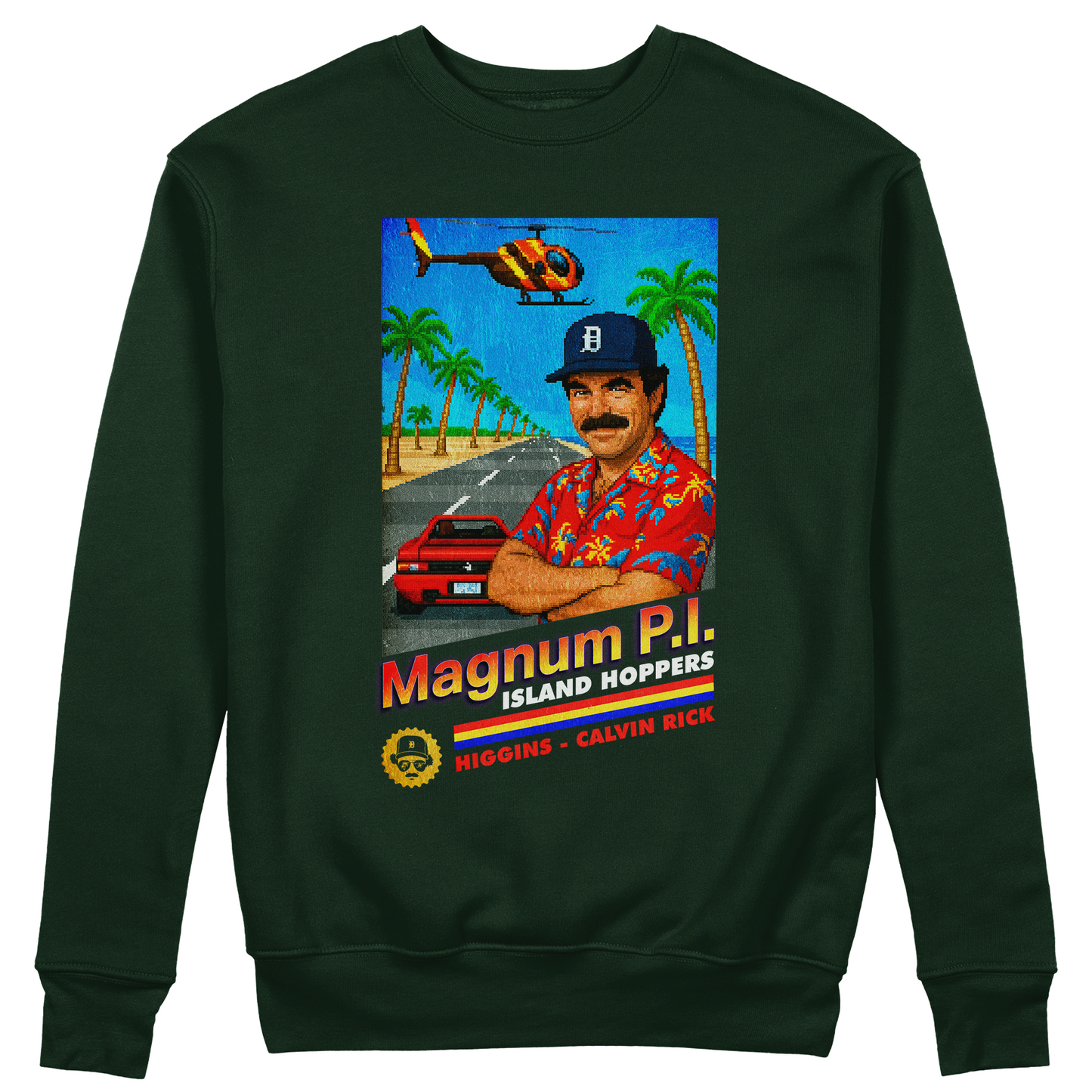 Felpa Girocollo unisex MAGNUM P.I. PIXEL - game old school cooper island #chooseurcolor