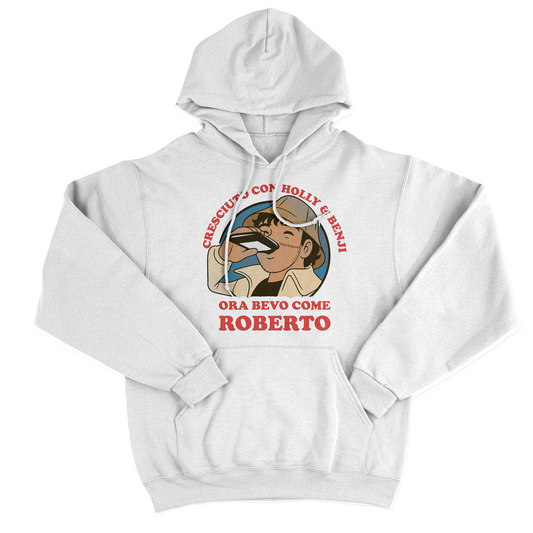 Felpa Cappuccio CRESCIUTO CON HOLLY E BENJI ORA BEVO COME ROBERTO - meme anime e manga #chooseurcolor
