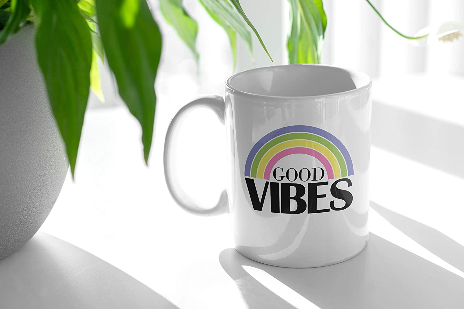 Dark Olive Green Tazza Good Vibes Rainbow - Vibrazioni Positive Arcobaleno - Divertente - Film Choose ur Color Cuc shop