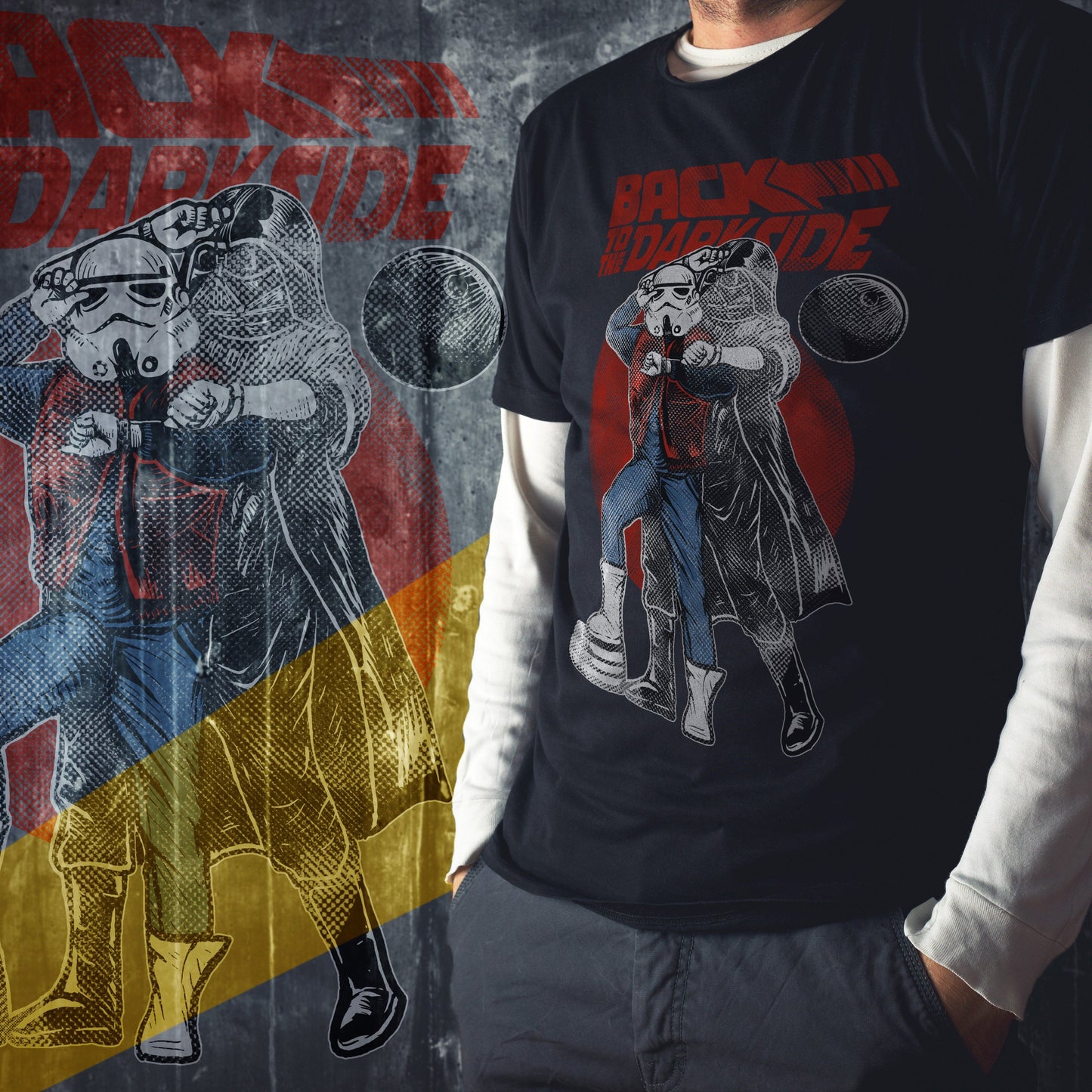 Saddle Brown T-Shirt Back To the Dark Side - Meshup tra Guerre Stellari e Ritorno al Futuro - Choose ur Color CucShop