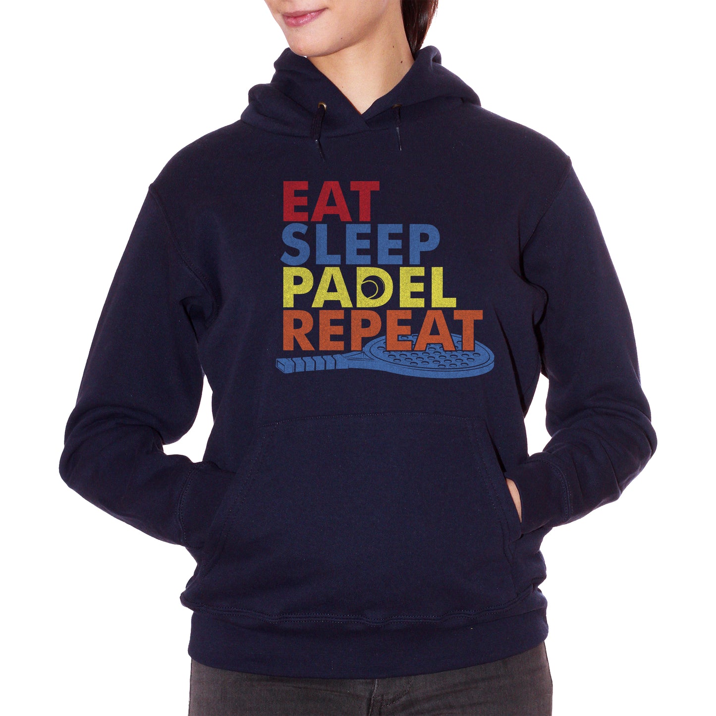 Dark Slate Gray Felpa Cappuccio Eat Sleep Padel Repeat Frasi Divertenti Racchette - Funny Choose ur Color CucShop