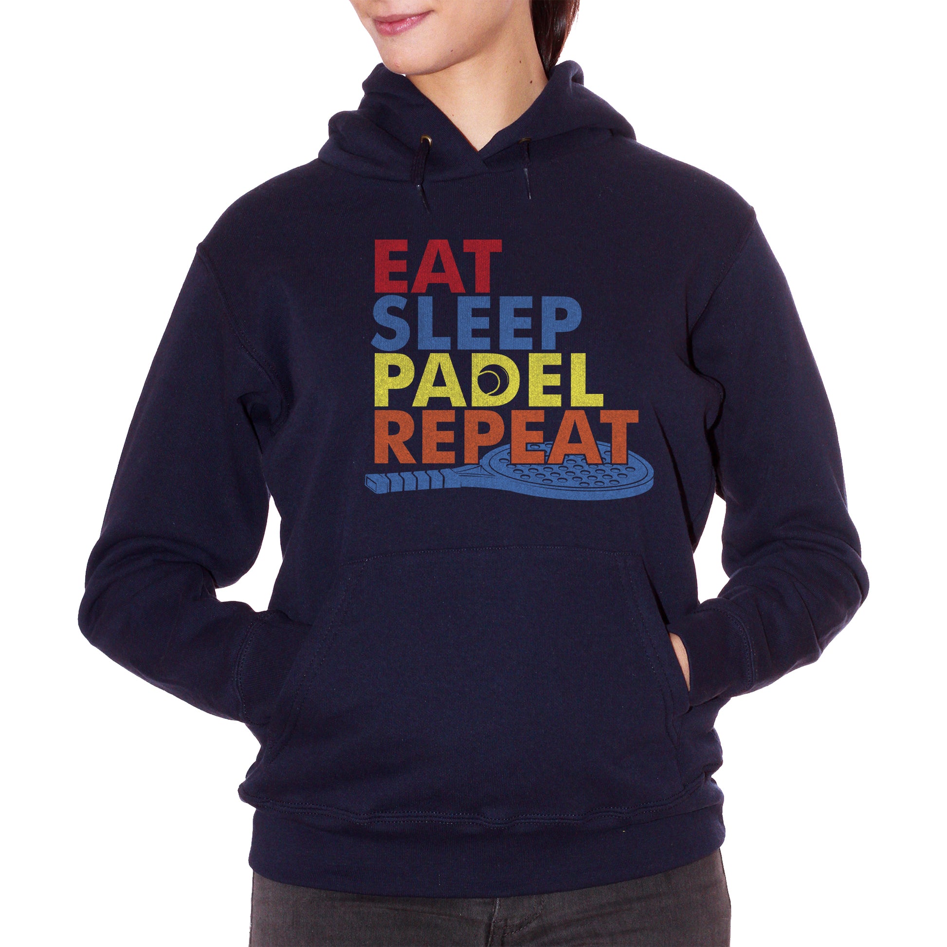 Dark Slate Gray Felpa Cappuccio Eat Sleep Padel Repeat Frasi Divertenti Racchette - Funny Choose ur Color CucShop