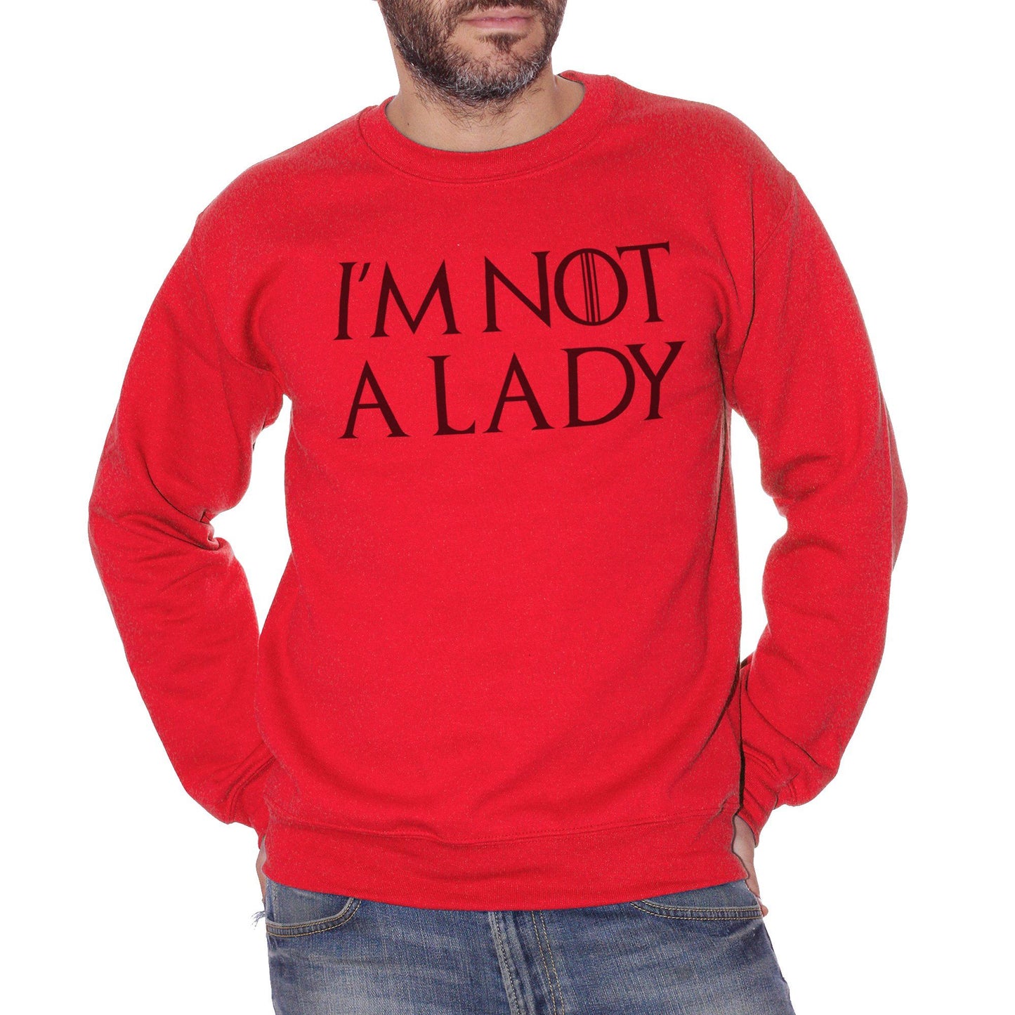 Firebrick Felpa Girocollo Im Not A Lady Arya Game of Thrones - Serie TV Il Trono Di Spade - Movie Choose ur Color CucShop