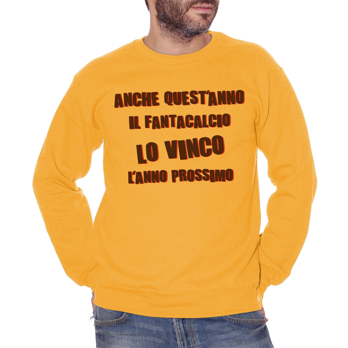 Sandy Brown Felpa Girocollo Fantacalcio Vincita Sfortuna - Sport Choose ur Color CucShop