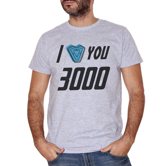 Gray T-Shirt I Love You 3000 Super Hero Tony Stark - FILM CucShop