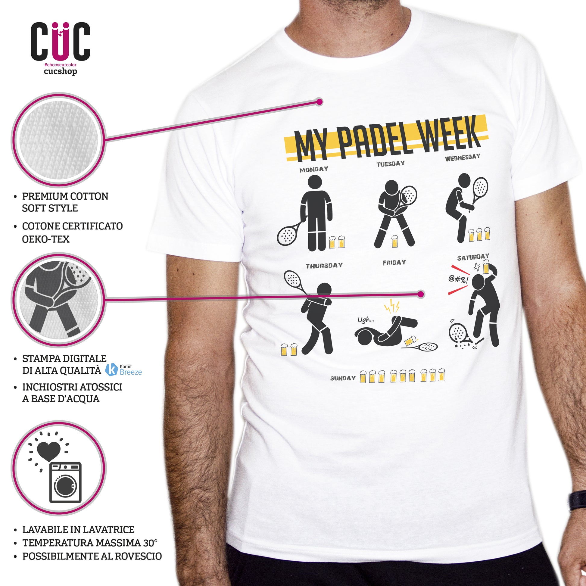 Rosy Brown T-Shirt Padel Week - Beer & Padel - SPORT - ChooseurColor CucShop