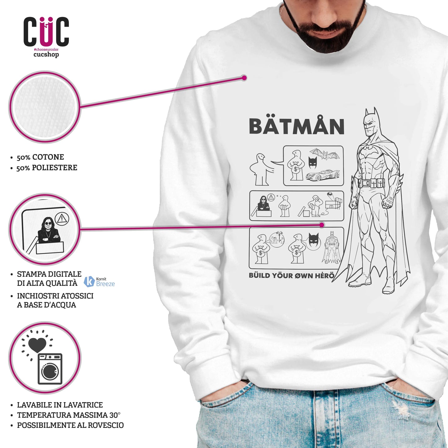 CUC GIROCOLLO BATMAN BUILD YOUR HERO -  Unisex - FILM - Cult - Divertente -  #chooseurcolor