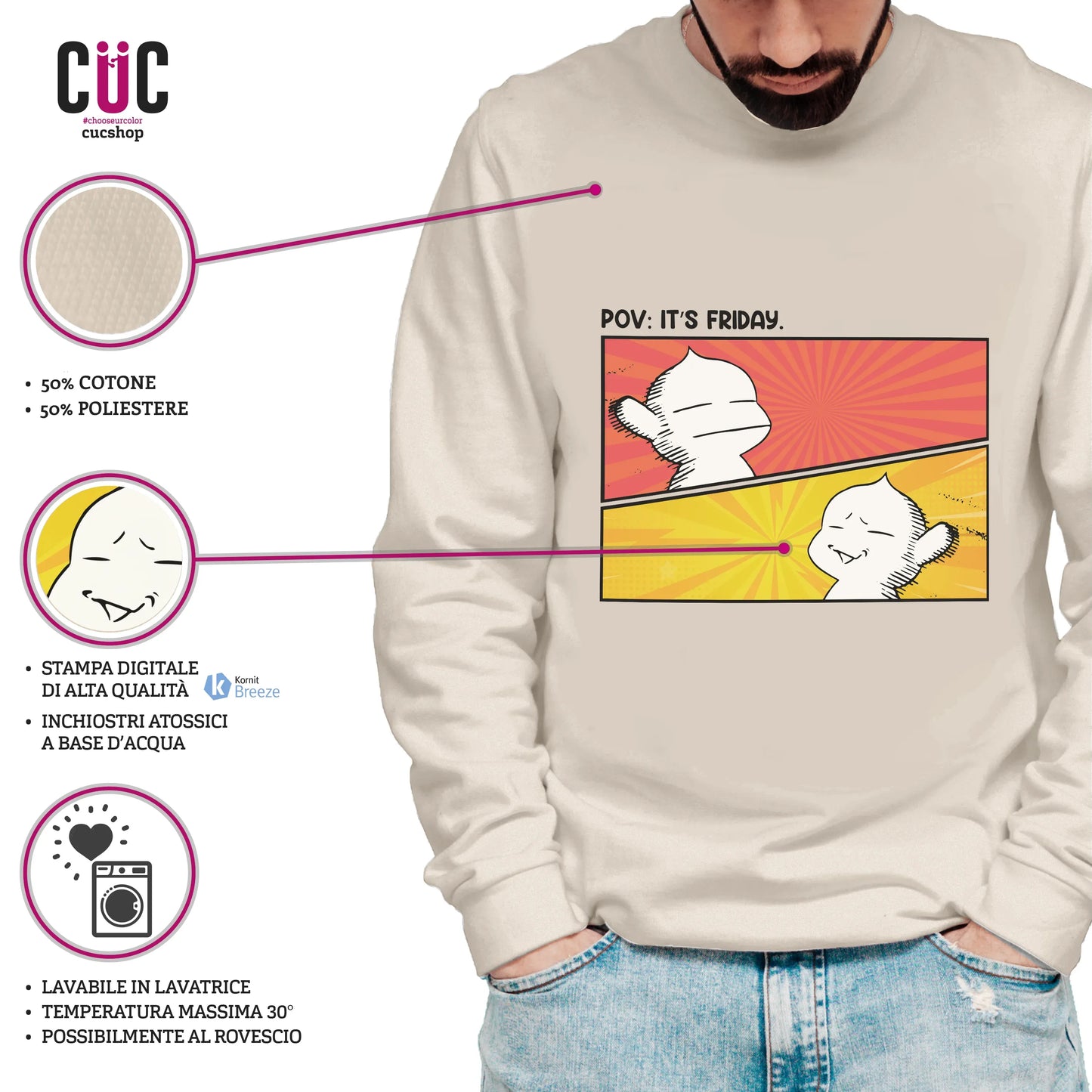 CUC GIROCOLLO PUCK FRIDAY -  Unisex - ANIME MANGA - Berserk - Meme - Divertente -  #chooseurcolor