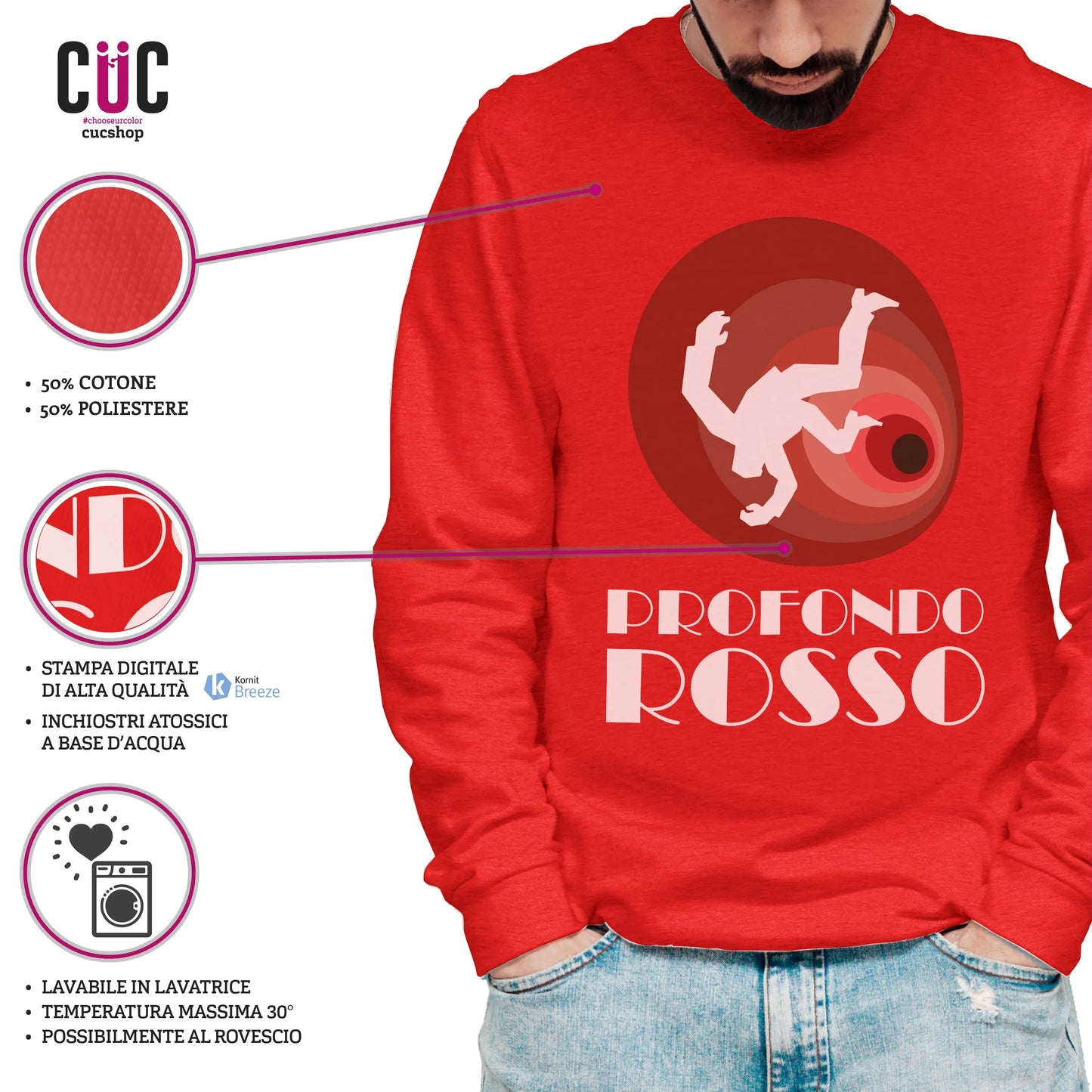 CUC GIROCOLLO Profondo Rosso -  Unisex - FILM - Cult - Cinema Italiano -  #chooseurcolor