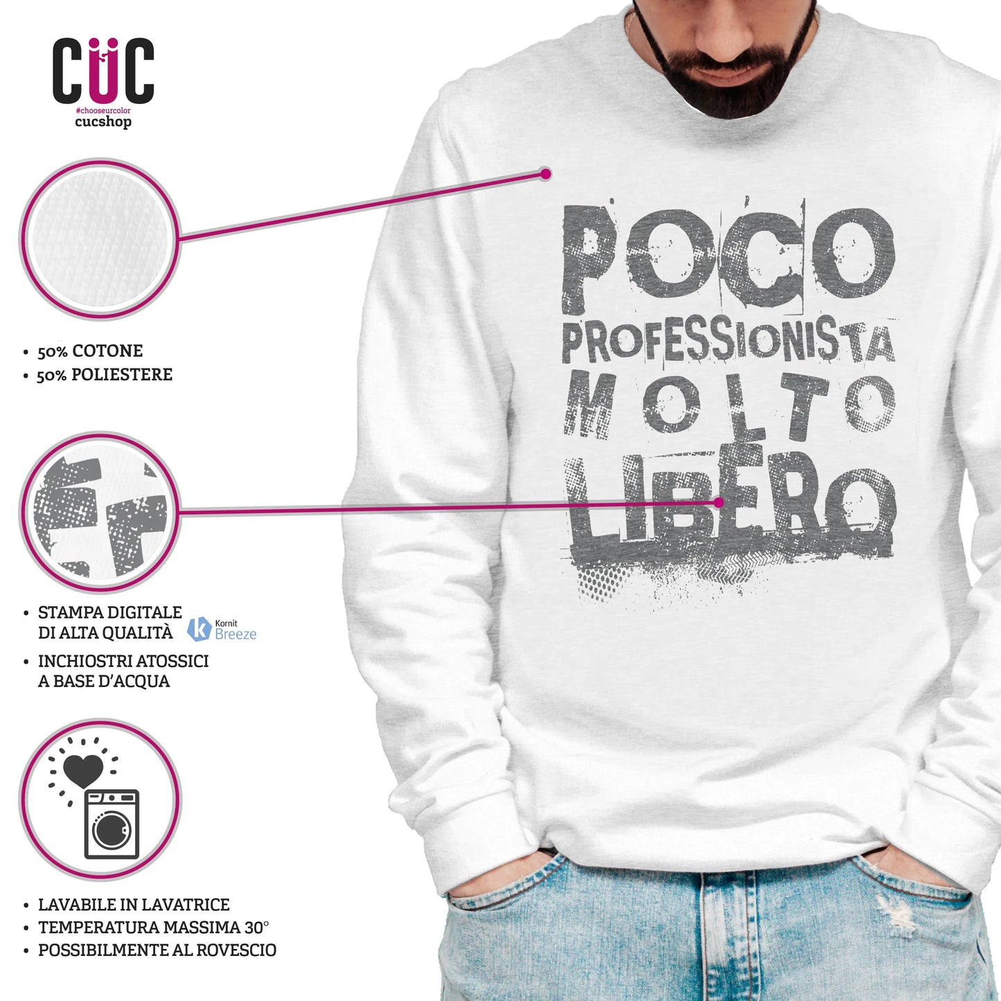 CUC GIROCOLLO Poco professionista molto libero -  Unisex - PERSONAGGI FAMOSI Meme -  #chooseurcolor