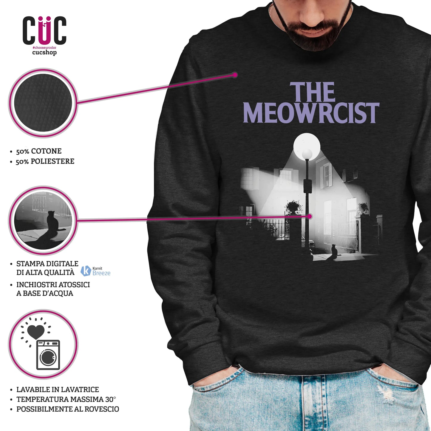 CUC GIROCOLLO THE MEOWRCIST -  Unisex - FILM - Halloween - Divertente - Gatti -  #chooseurcolor