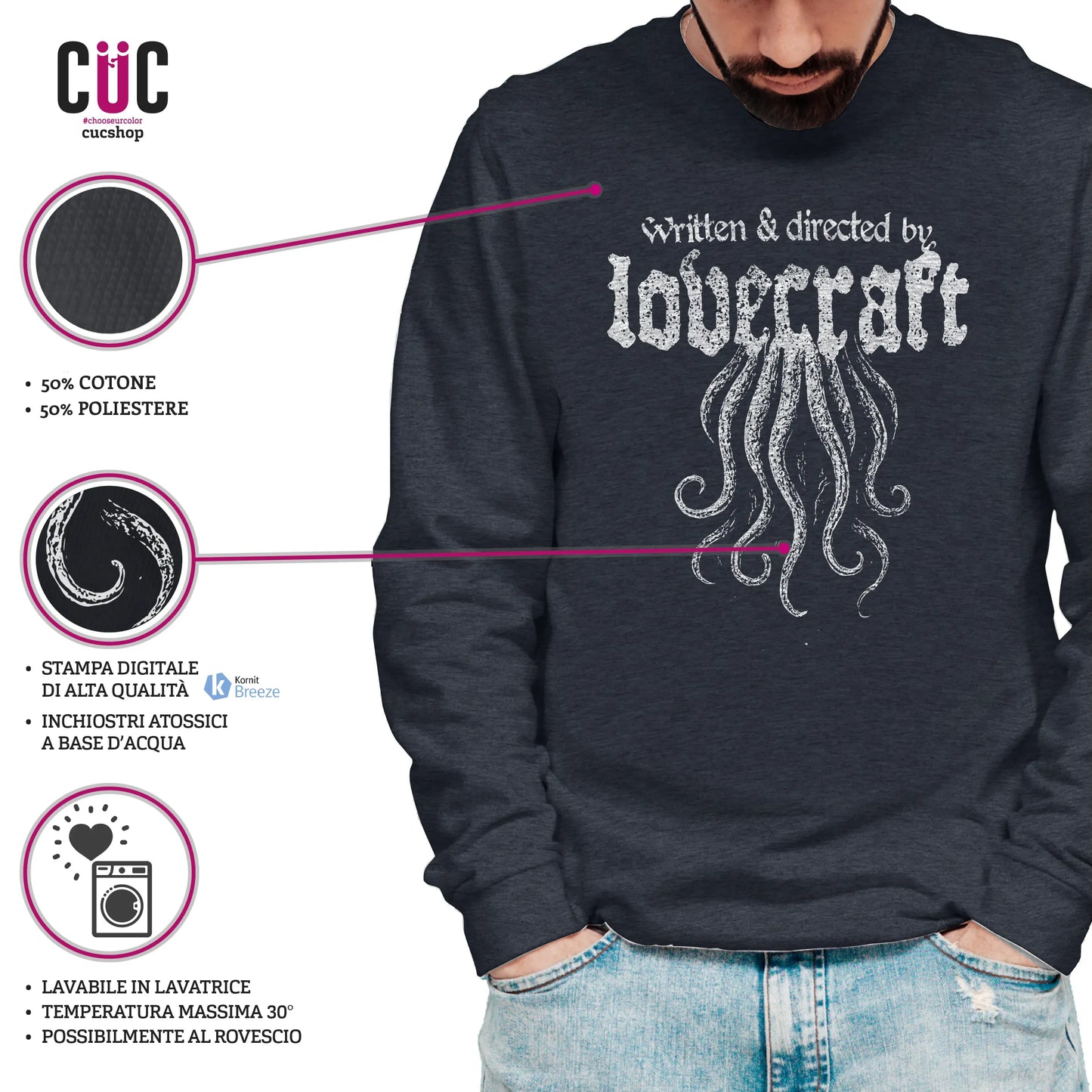 CUC GIROCOLLO Written & directed by Lovecraft -  Unisex - PERSONAGGI FAMOSI #chooseurcolor