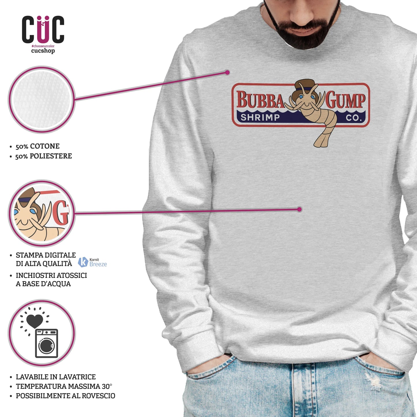 CUC GIROCOLLO BUBBA GUMP GAMBERI -  Unisex - FILM - Shrimp - Forrest - Cult -  #chooseurcolor