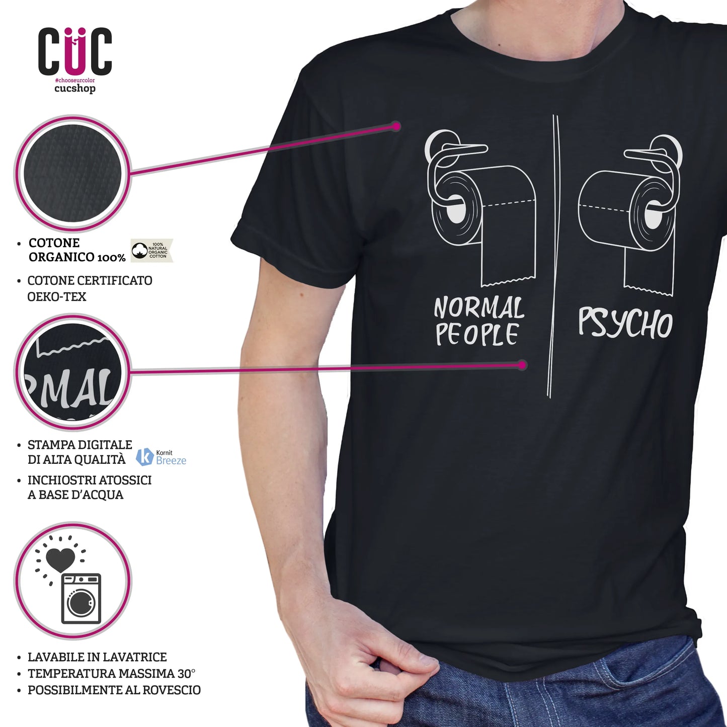CUC T-SHIRT BATHROOM PSYCH TEST - Divertente - Verità -  #chooseurcolor