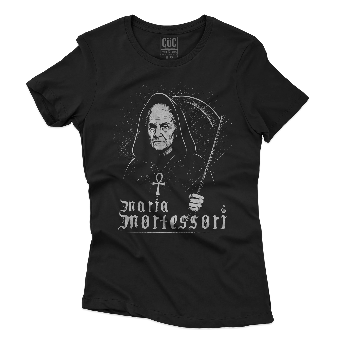 CUC T-SHIRT Maria Mortessori - PERSONAGGI FAMOSI - Black Metal - Divertente -  #chooseurcolor