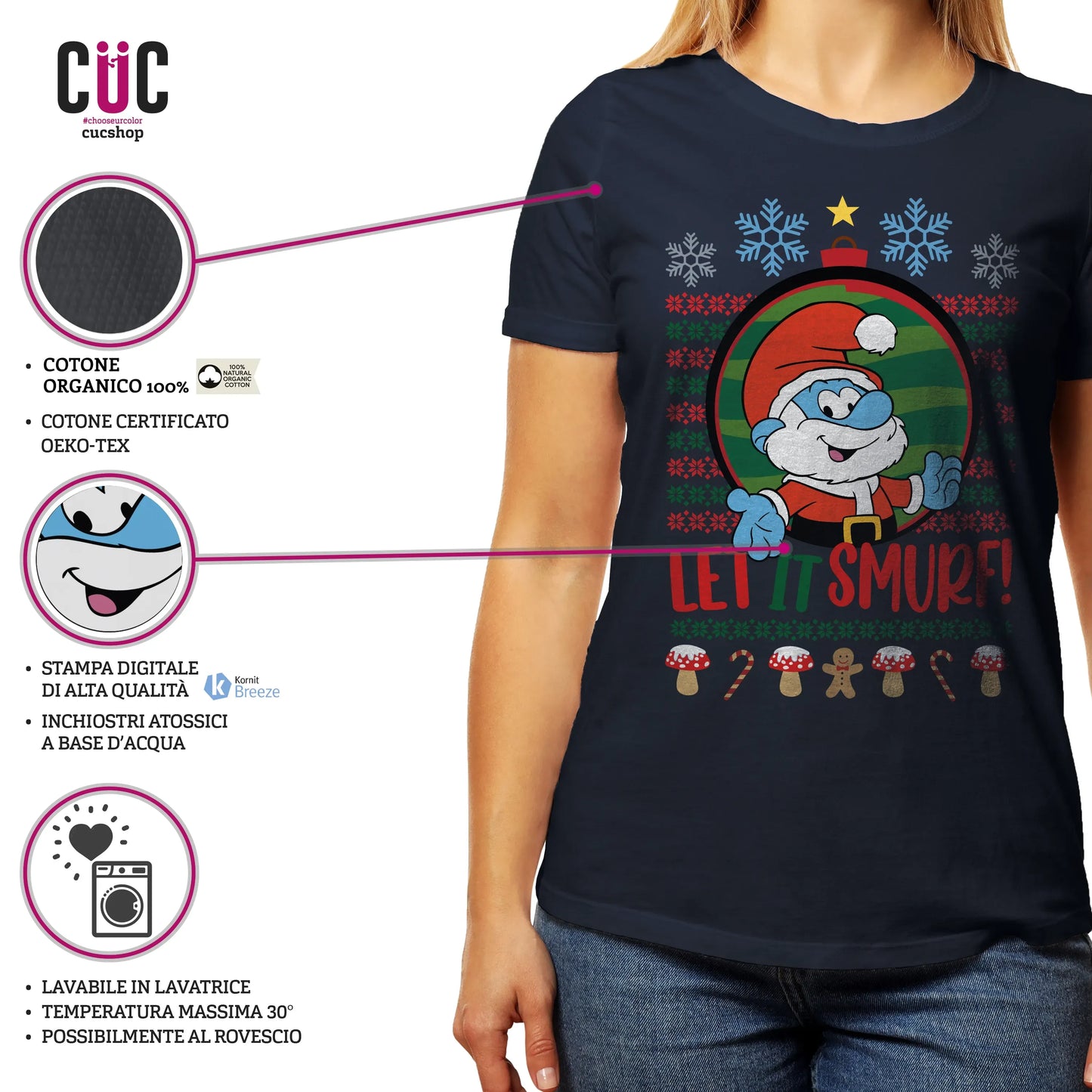 CUC T-SHIRT LET IT SMURF! - Natale - Regalo - Grande Puffo -  #chooseurcolor