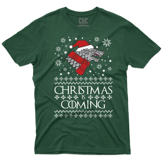 CUC T-SHIRT Christmas is Coming - NATALE - SERIE TV - Divertente - Stark - GOT -  #chooseurcolor