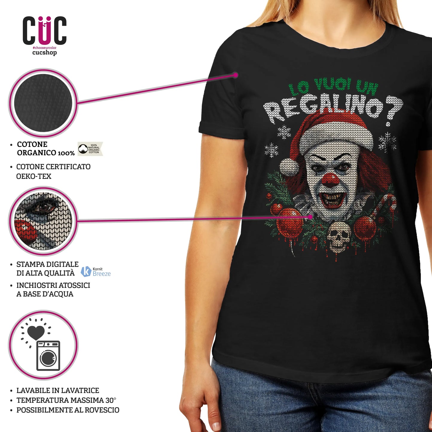 CUC T-SHIRT Lo vuoi un regalino? - NATALE - FILM - Divertente - King - IT - Maglione -  #chooseurcolor