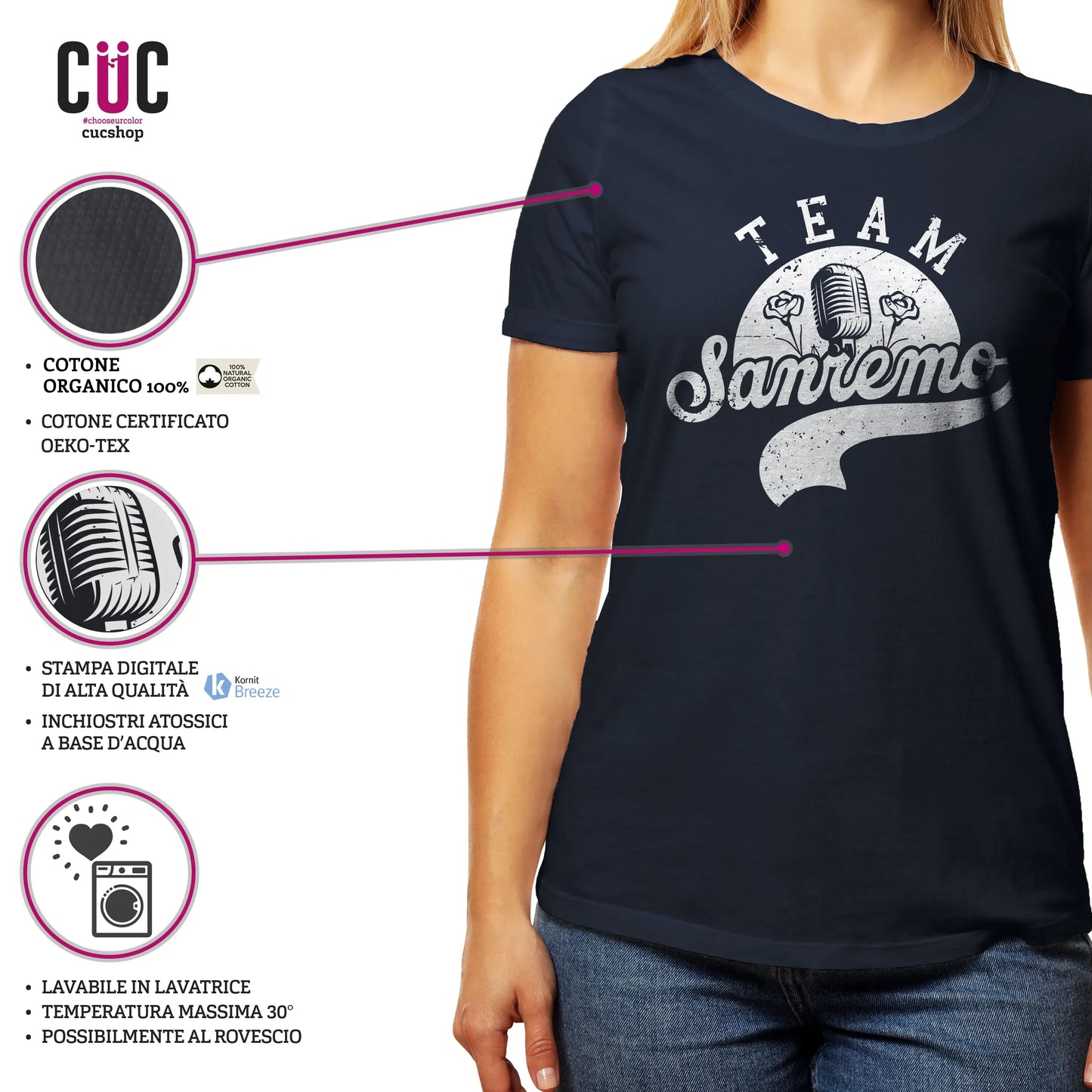 CUC T-SHIRT Team Sanremo - Musica - Festival delle canzone - TV - Divertente -  #chooseurcolor