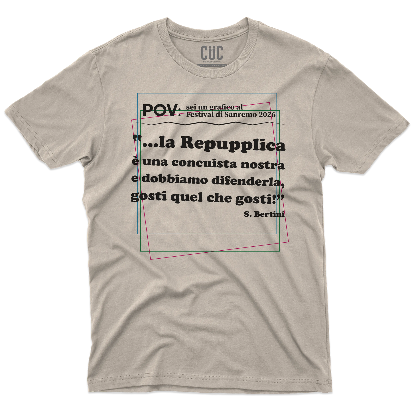CUC T-SHIRT REPUPPLICA ERRORE SANREMO 2026 - PROGRAMMI TV - Gaffe - Testo Sbagliato - Divertente - Parodia - Pertini - Repubblica -  #chooseurcolor
